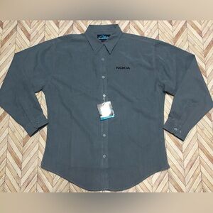 NWT Nokia Employee Women’s Long Sleeve Button Down Top. Tri-Mountain Size M.Grey